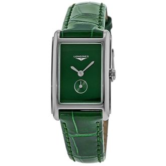 Longines DolceVita Quartz 20.8mm Green Dial Leather Strap Womens Watch L5.255.4.61.2