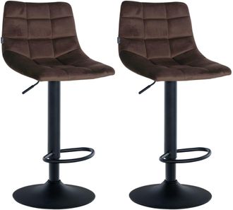 Clp Clp - Juego De 2 Taburetes De Bar Jerry En Terciopelo Marr&oacute;n Negro