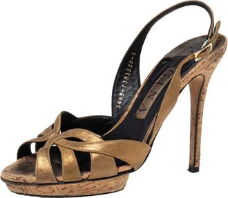 Gina Bronze Leather Strappy Slingback Platform Sandals