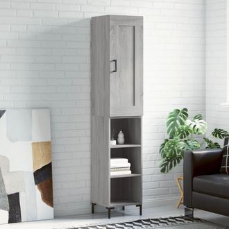 Berkfield Home Highboard Grey Sonoma 34.5x34x180 cm Engineered Wood