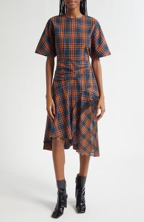 3.1 Phillip Lim Plaid Cotton & Silk Dress in Dusk Multi at Nordstrom, Size 2
