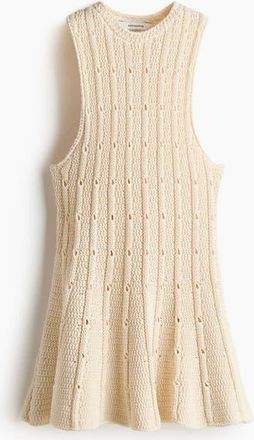 H&M Pointelle-knit Peplum Top in Cream at Nordstrom, Size X-Small