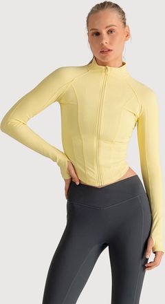 Bloch Ladies Apex Rib Contour Zip Jacket, Vanilla Custard
