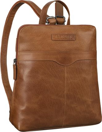 STILORD Heidi Elegant Leather Backpack Retro Womens Vintage City Daypack Small Genuine Leather Rucksack, Colour:tropica - brown