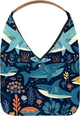 Generic Underwater World Animals Reusable Lightweight Grocery Bags - Foldable Into Compact Pouch, Washable & Sturdy, Multipurpose for Shopping and Travel