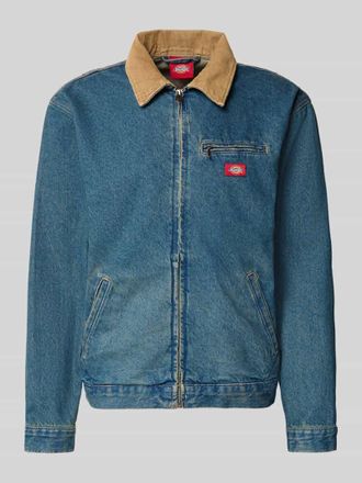 Dickies Jeansjacke mit Label-Detail und Rei&szlig;verschluss in Jeansblau, Gr&ouml;&szlig;e XXL