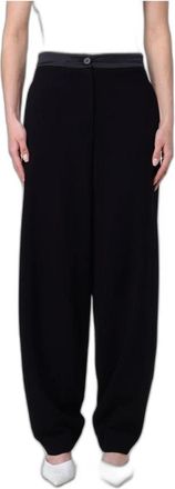 Emporio Armani Wijde Wolmix Broek - Dames - Wijde Broeken - Zwart - XL - Wol - Broeken