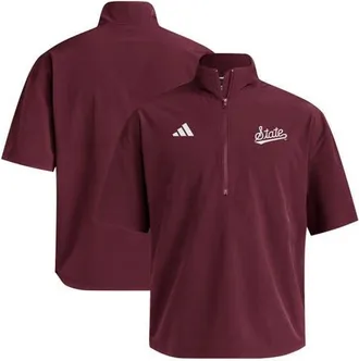 adidas Mens adidas Maroon Mississippi State Bulldogs Woven Quarter-Zip Short Sleeve Pullover at Nordstrom, Size X-Large