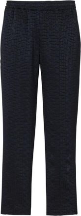Balmain PB Labyrinth jacquard broek - Heren - Straight fit broeken - Blauw - L - Satijn - Broeken
