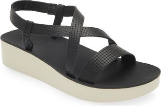 Olukai Onohi Strappy Platform Sandal in Black /White Sand at Nordstrom, Size 10