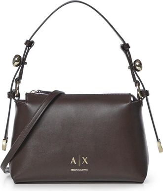 A|X Armani Exchange Borsa a spalla con logo - - Bags - Donna - Marrone - ONE SIZE