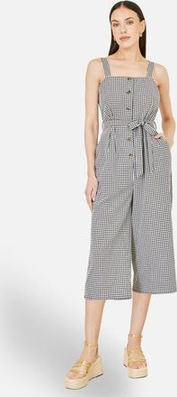 Yumi Gingham Button Through Jumpsuit in Black at Nordstrom, Size 12