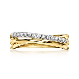 Ross-Simons Lab-Grown Diamond Crisscross Ring in 18kt Gold Over Sterling