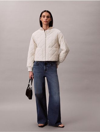 Calvin Klein Womens Nylon Quilted Jacket - White/Natural - XS