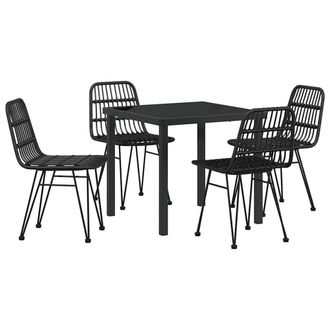 Berkfield Home 5 Piece Garden Dining Set Black Poly Rattan