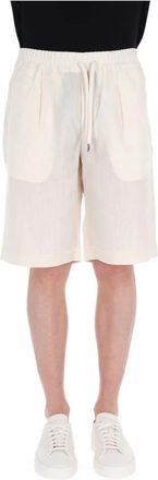Herno Cr&egrave;me Linnen Bermuda Jogger Shorts - Heren - Korte Broeken - Beige - S - Linnen - Korte Broeken