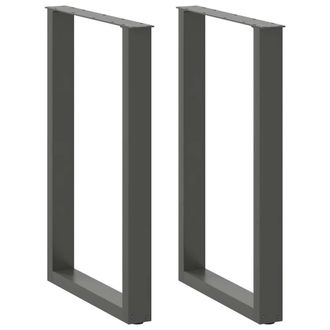 Berkfield Home Coffee Table Legs U-Shaped 2 pcs Anthracite 60x(90-91) cm Steel in Black