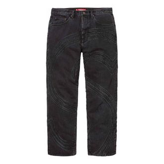 SUPREME S Logo Loose Fit Jeans Black SUP-SS24-054