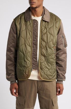 Alpha Industries Quilted Mixed Media Ripstop Utility Jacket in Coyote Brown at Nordstrom, Size X-Large