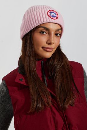 Canada Goose Wool Beanie With Appliqu&eacute;d Logo, Unisex, Pink