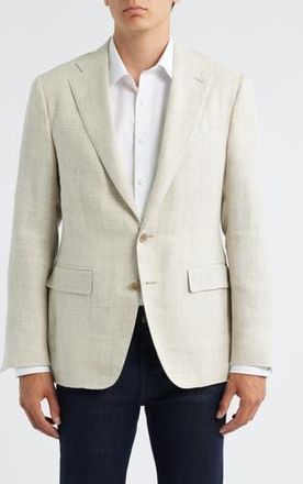 Canali Capri Trim Fit Tan Linen & Wool M&eacute;lange Sport Coat in Light Beige at Nordstrom Rack, Size 46 Us / 58 Eu Regular
