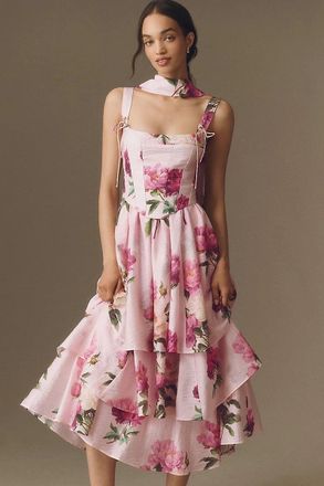 BHLDN Bustier Tiered Maxi Dress