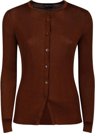 Tom Ford Jersey Cardigan Sweater - Dames - Vesten - Bruin - L - Truien & Vesten