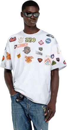 Diesel Cotton T-shirt with all-over patches print - T-Shirts - Man - White