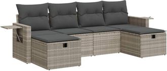 vidaXL Vidaxl - Set De Sof&aacute;s De Jard&iacute;n 6 Pzas Y Cojines Rat&aacute;n Sint&eacute;tico Gris