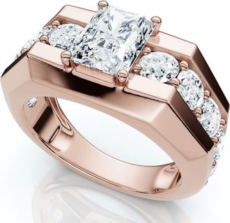 Pompeii3 Certified 6 1/2Ct Mens Radiant Cut Diamond Ring 14k Gold Lab Grown FG/VS