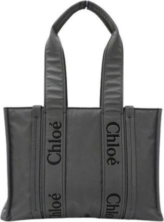 Chlo&eacute; Pre-owned Tote Bags, female, Gray, Size: ONE SIZE Pre-owned Nylon Shoulder Bag