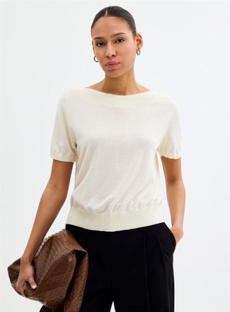 Contemporaine Womens Ultra-soft ribbed boat neck sweater