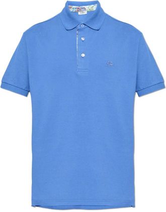 Etro Polo shirt met geborduurd logo - Heren - Polos - Blauw - 2XL - Katoen - Tops