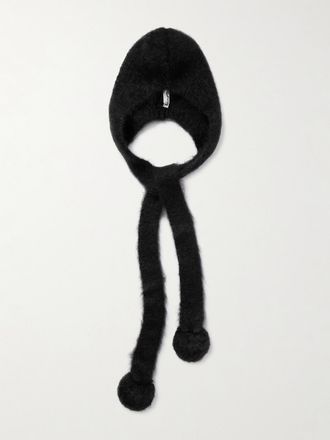 Acne Studios Cappuccio In Misto Mohair E Lana Con Laccetto - Nero