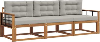 vidaXL Conjunto De Sof&aacute;s De Exterior 3 Uds. Gris Natural Y Claro Vidaxl