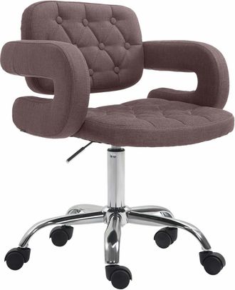 Clp Taburete de trabajo regulable y giratorio en tela marr&oacute;n