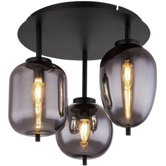 Globo Lighting Plaf&oacute;n - Blacky - Negro - Vidrio Vidrio Ahumado - &Oslash; 46cm