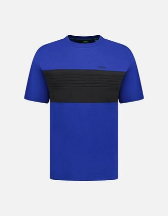 HUGO BOSS Mens Hugo Boss Boss Logo Colour Block T-Shirt Blue & Black - Size: 42