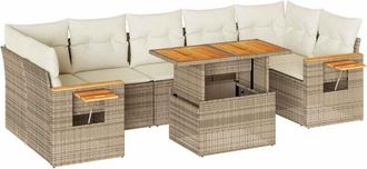 vidaXL Set Sof&aacute;s Jard&iacute;n Y Cojines 8 Pzas Rat&aacute;n Sint&eacute;tico Acacia Beige Vidaxl