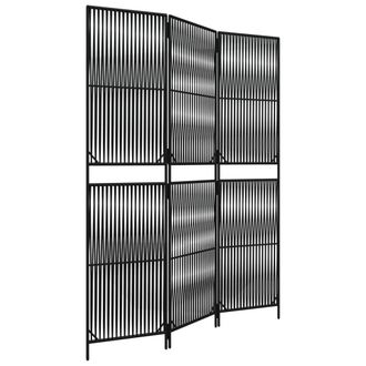 vidaXL Biombo De 3 Paneles Rat&aacute;n Sint&eacute;tico Negro Vidaxl