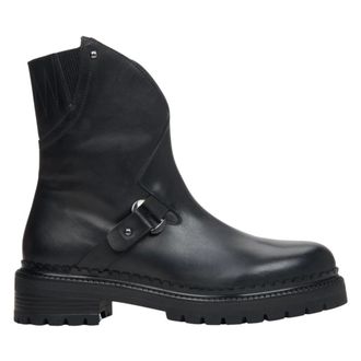 Estro & Luminara Black Leather Cropped Ankle Boots - female - Estro - Ankle Boots - Black - 3 UK - Shoes