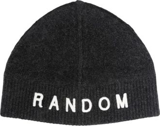 Random Identities Grijze Beanie met RIS Logo - Heren - Hoeden - Zwart - ONE Size - Wol - Accessoires