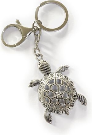 Generic LARGE KEYRING - Tortoise/Turtle - Antique Silver Plated. Split Ring And Trigger Clasp. Key Ring