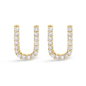 House of Brilliance 10K Gold 1/10 Cttw Diamond Initial A to Z Stud Earring