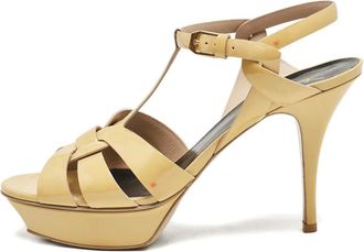 Saint Laurent Stringate Tribute platform in pelle verniciata 145mm - Giallo