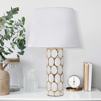 Dmora L&aacute;mpara De Mesa Badani, Necesita 1 Bombilla, Enchufe E27, Pantalla, Blanco