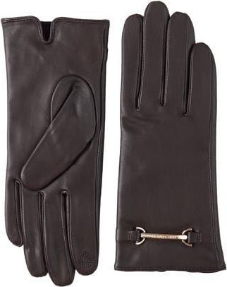 Bruno Magli Logo Buckle Leather Gloves in Brown at Nordstrom Rack, Size X-Large