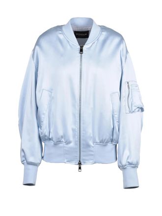 Dondup Light Blue Polyester Elastane Satin Bomber Jacket