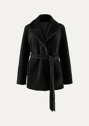 Gorski Select Textured Shearling Lamb Belted Jacket