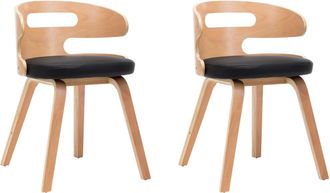 vidaXL Vidaxl - Sillas De Comedor 2 Uds Madera Curvada Y Cuero Sint&eacute;tico Negro